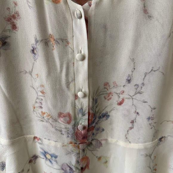 LoveShackFancy Floral Cora Silk Mini Dress Size SM Cream Coquette Feminine Sheer - Picture 9 of 14